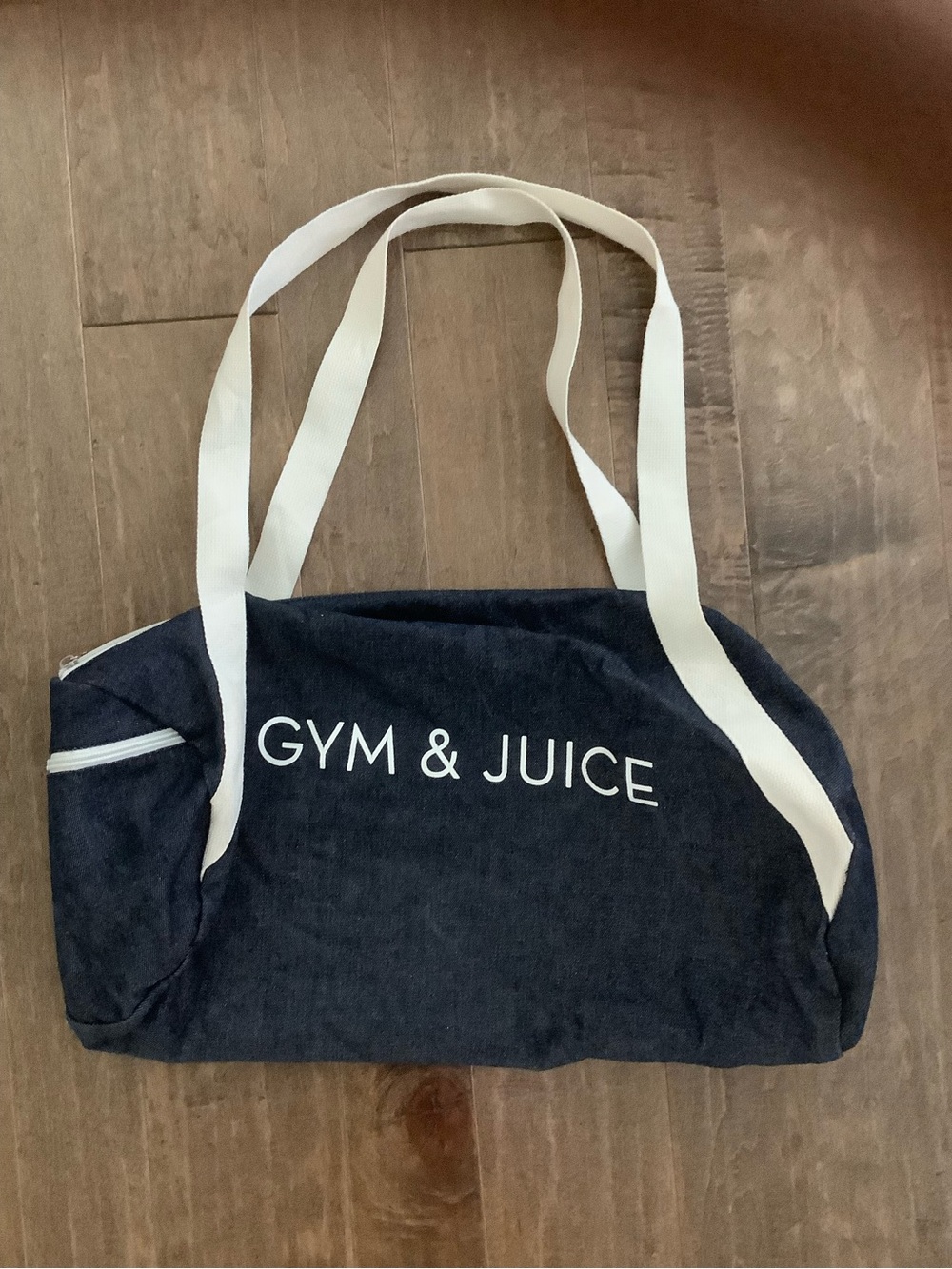 Black denim Tote with White Straps